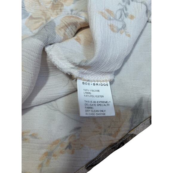 Bec + Bridge Matilde One Shoulder White Yellow Floral Midi Dress Size 6 - Picture 6 of 9